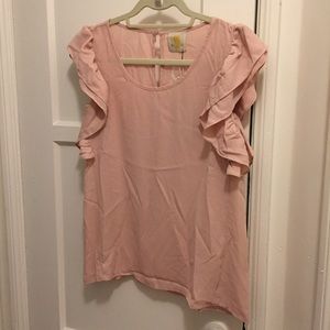 Blush Pink Flutter Sleeve Top